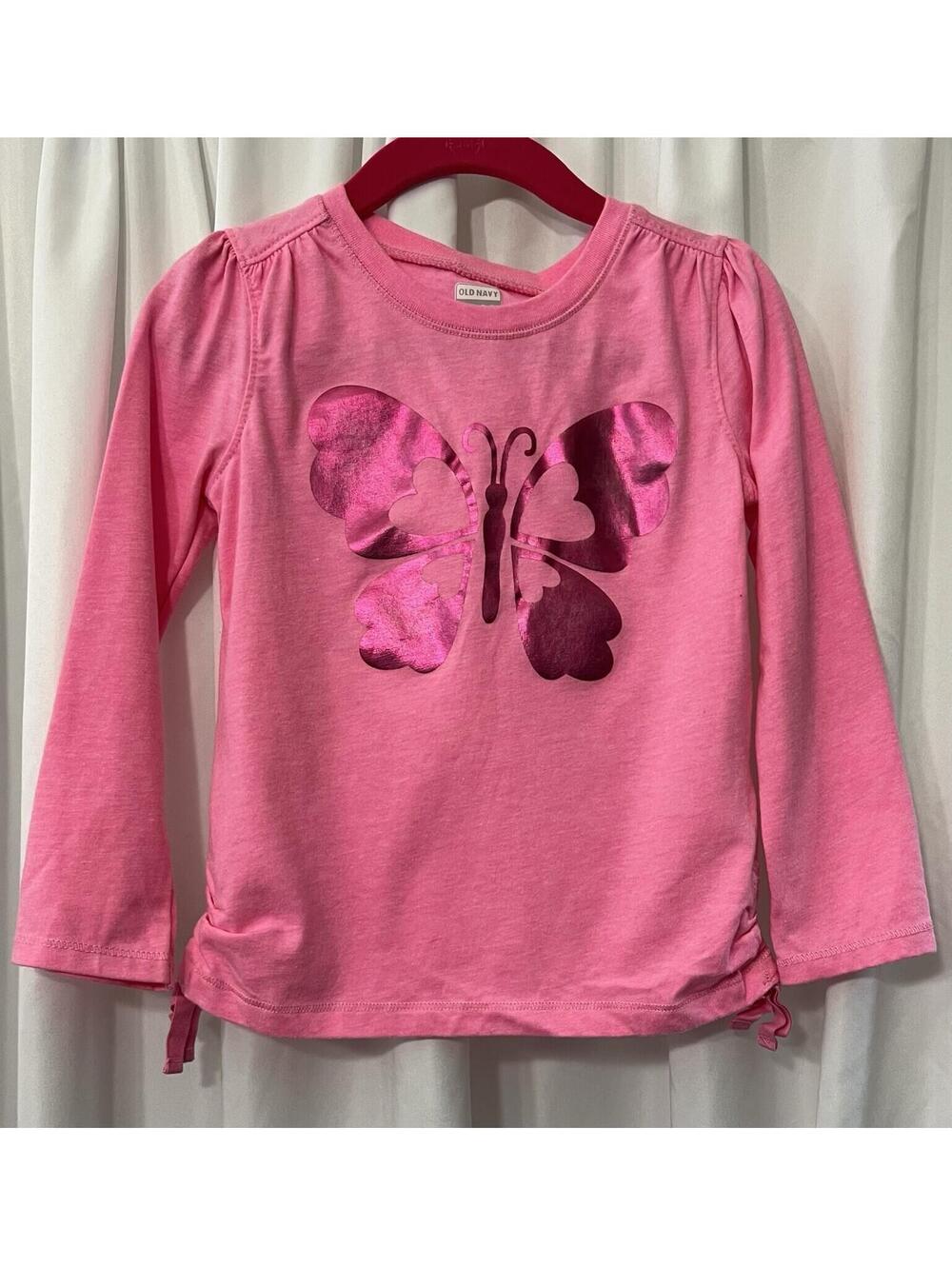 Old Navy Long Sleeve Shirt Pink w/Butterfly  Size 4T